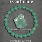 Green aventurine bracelet on a white background.