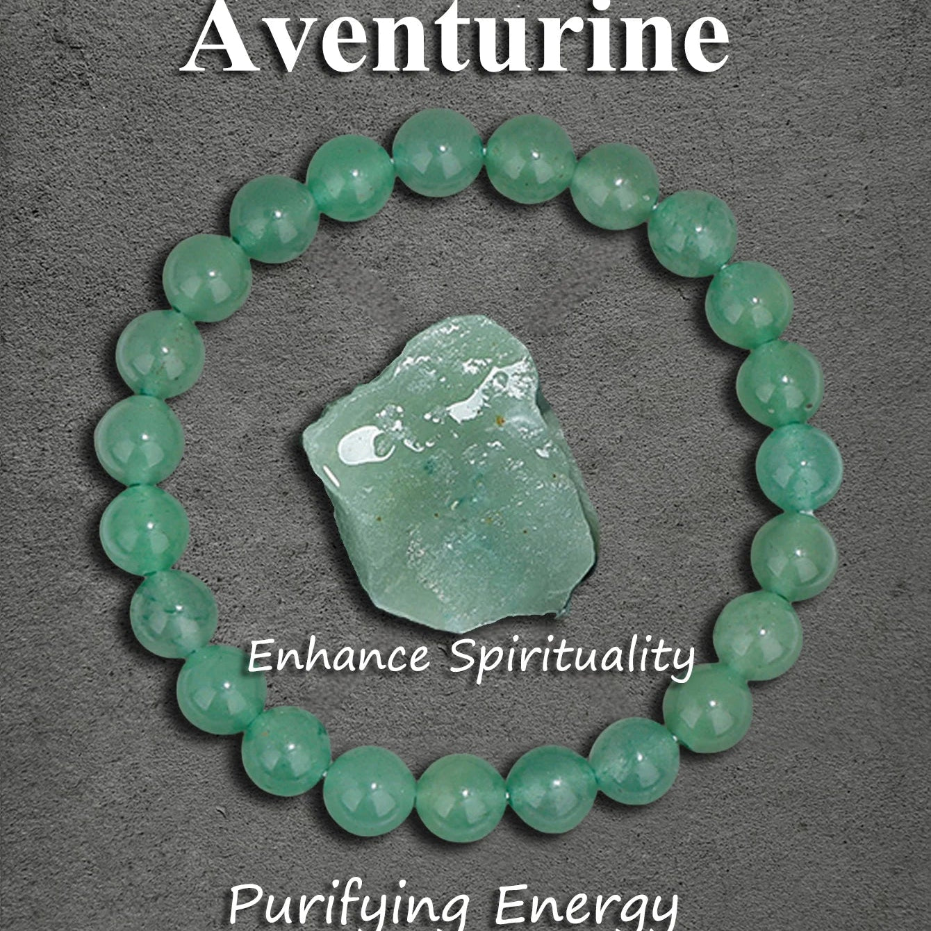 Green aventurine bracelet on a white background.