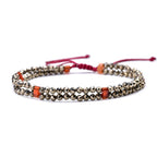 Pyrite Bracelet - Adjustable Double Strand with Red Carnelian