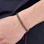 Pyrite Bracelet - Adjustable Double Strand with Red Carnelian