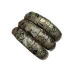 Three faceted pyrite beads bracelets on a white background