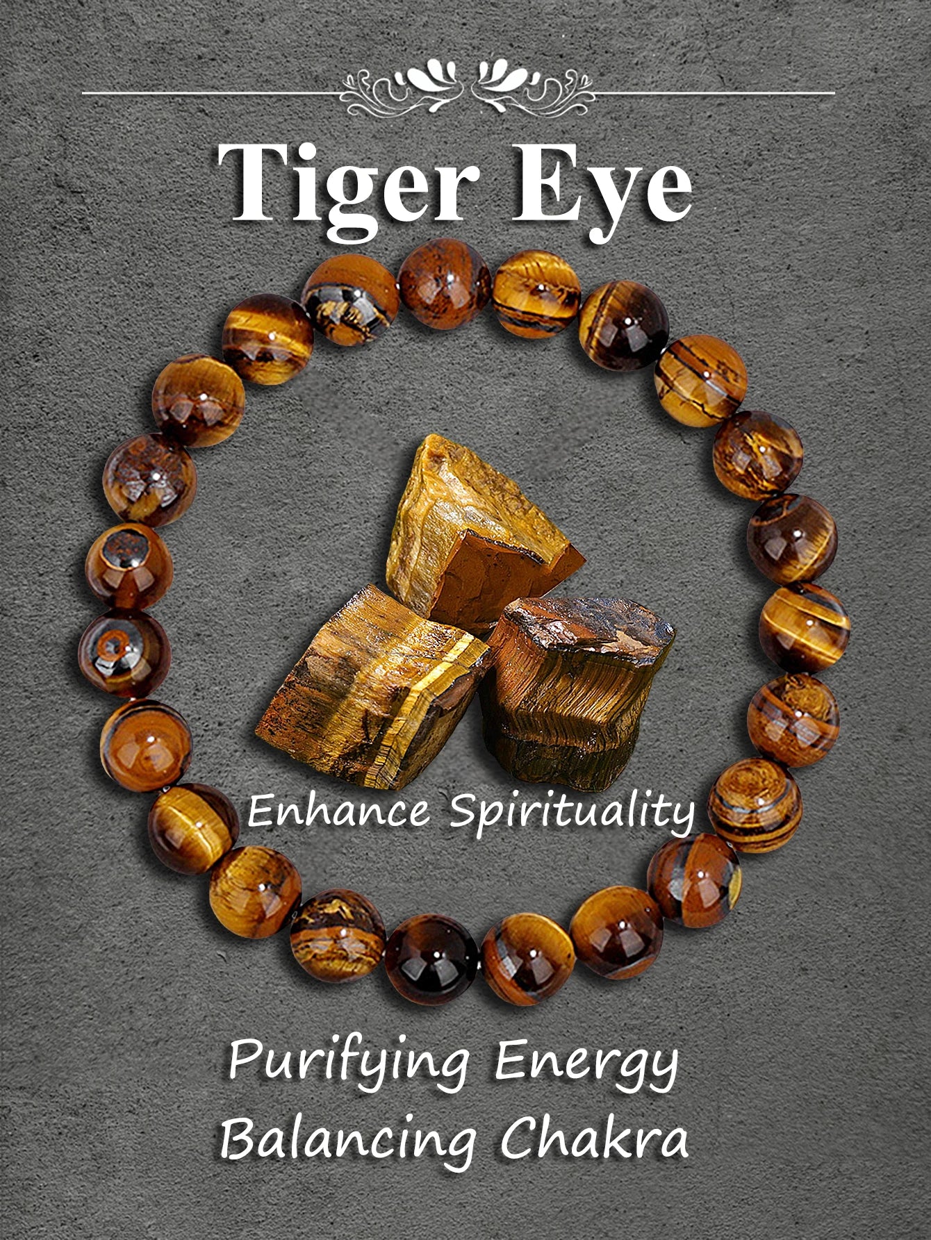Tiger eye stones and bracelet on a whte background.